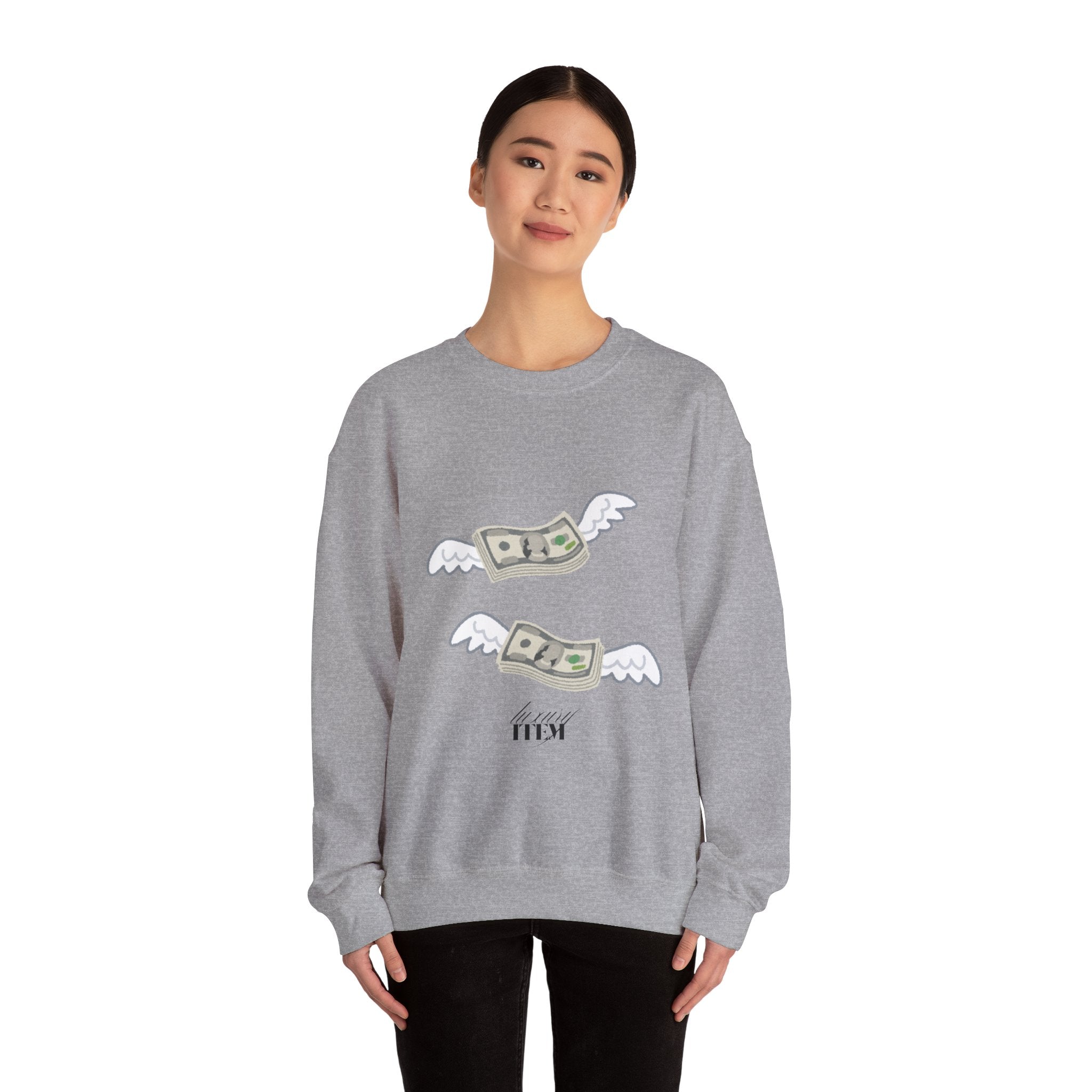 Flying Money Sweatshirt — Graphic Cash Flight Crewneck