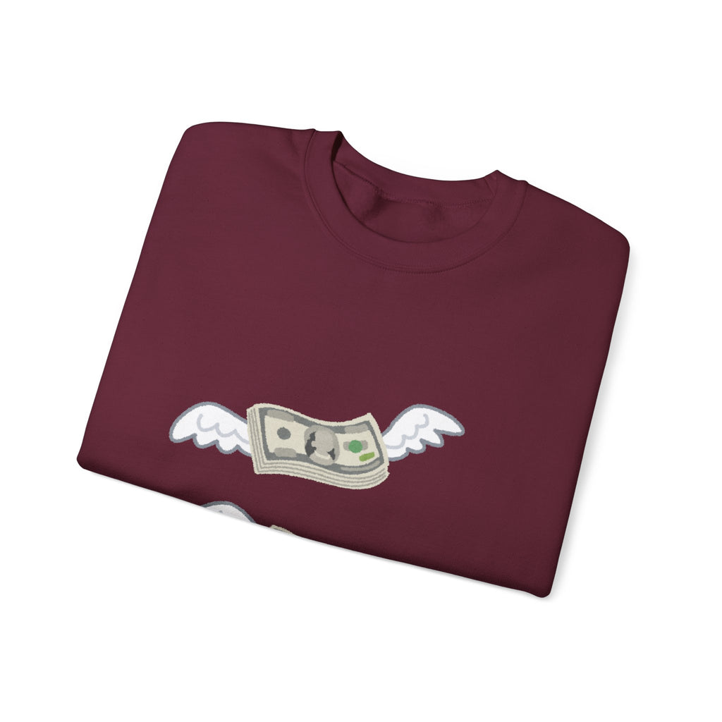 Flying Money Sweatshirt — Graphic Cash Flight Crewneck