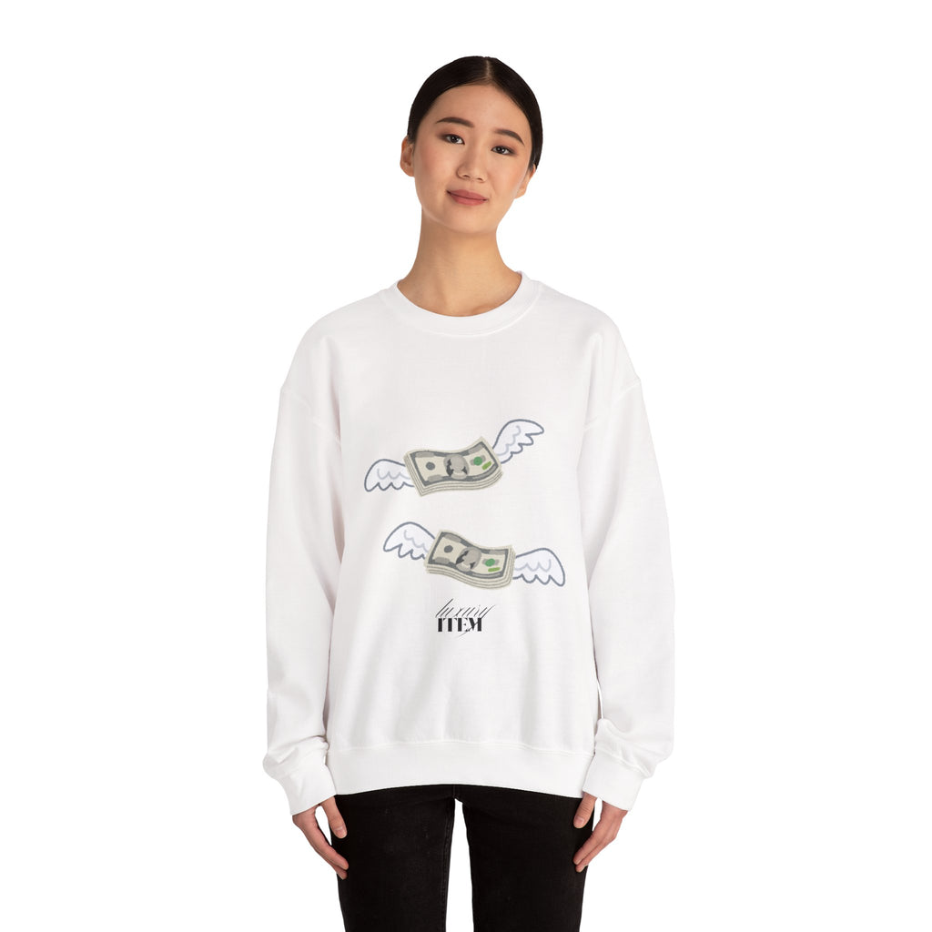 Flying Money Sweatshirt — Graphic Cash Flight Crewneck