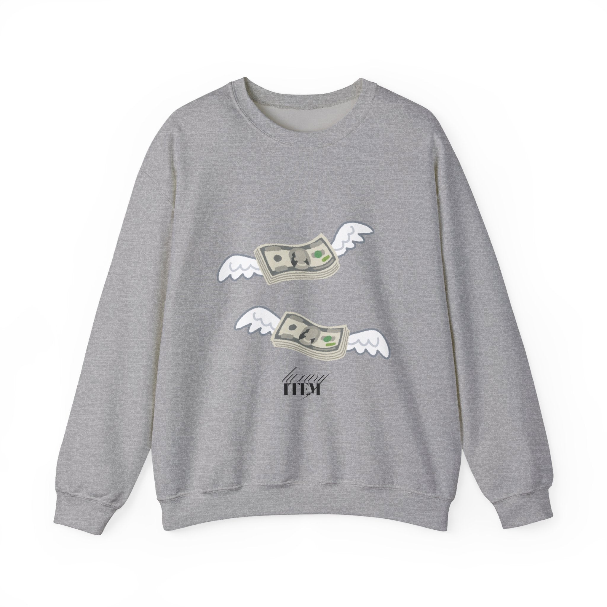 Flying Money Sweatshirt — Graphic Cash Flight Crewneck