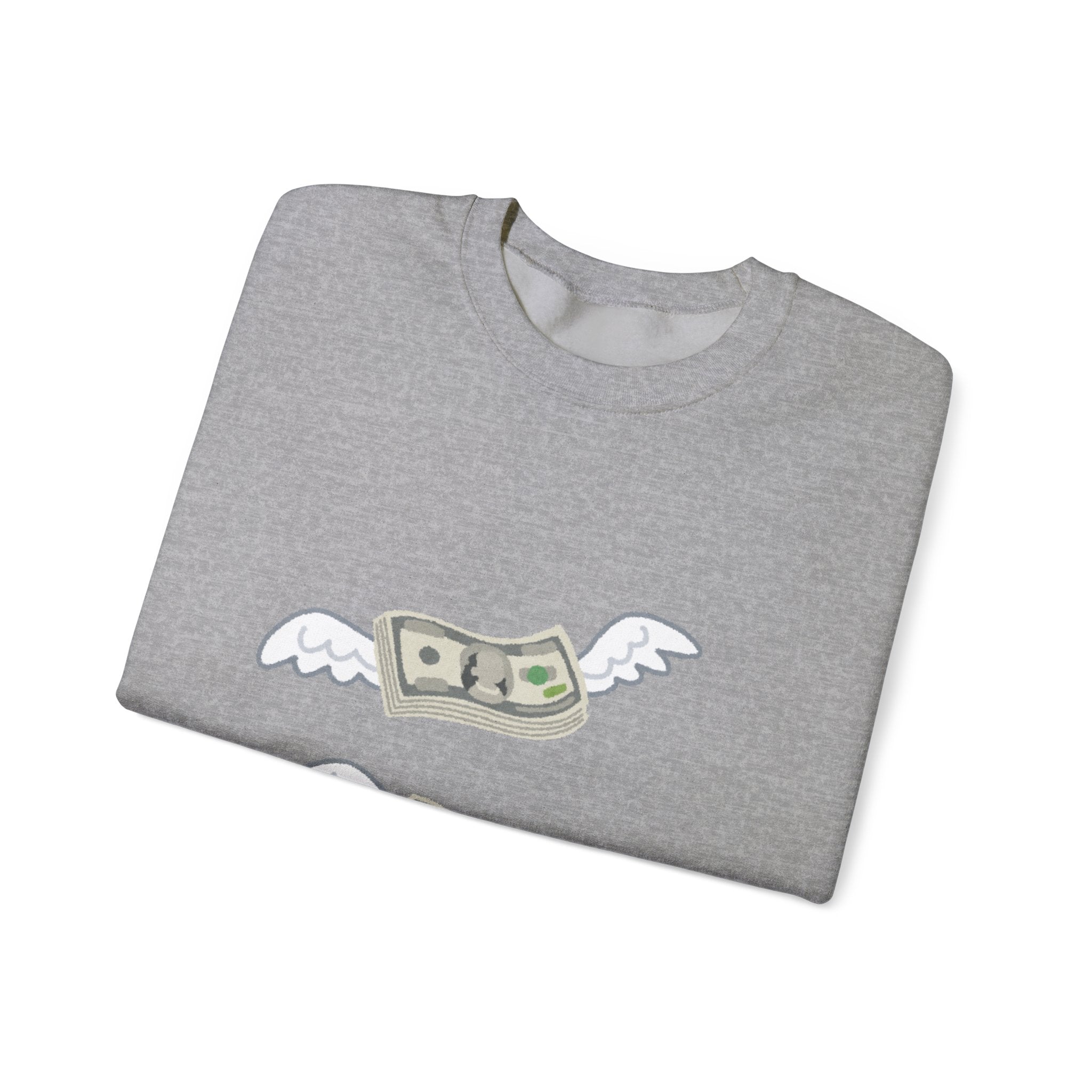Flying Money Sweatshirt — Graphic Cash Flight Crewneck