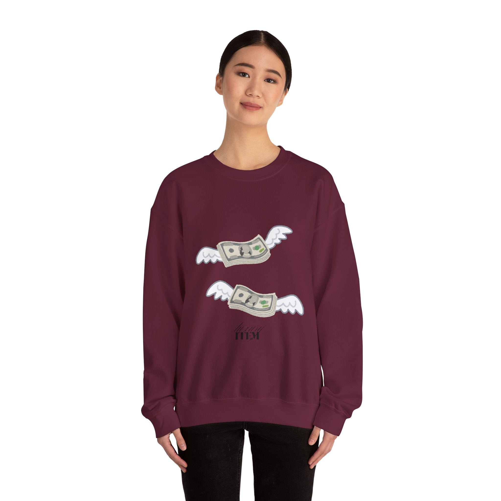 Flying Money Sweatshirt — Graphic Cash Flight Crewneck