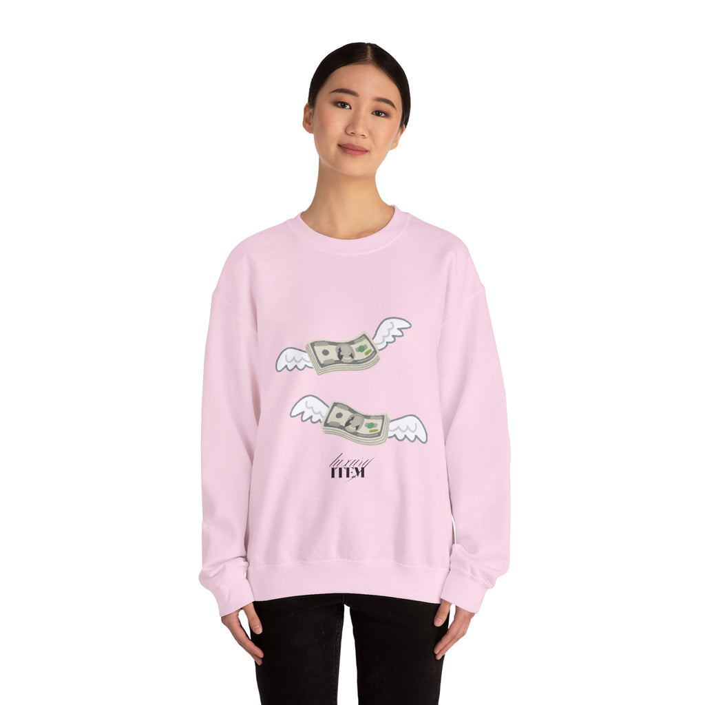 Flying Money Sweatshirt — Graphic Cash Flight Crewneck